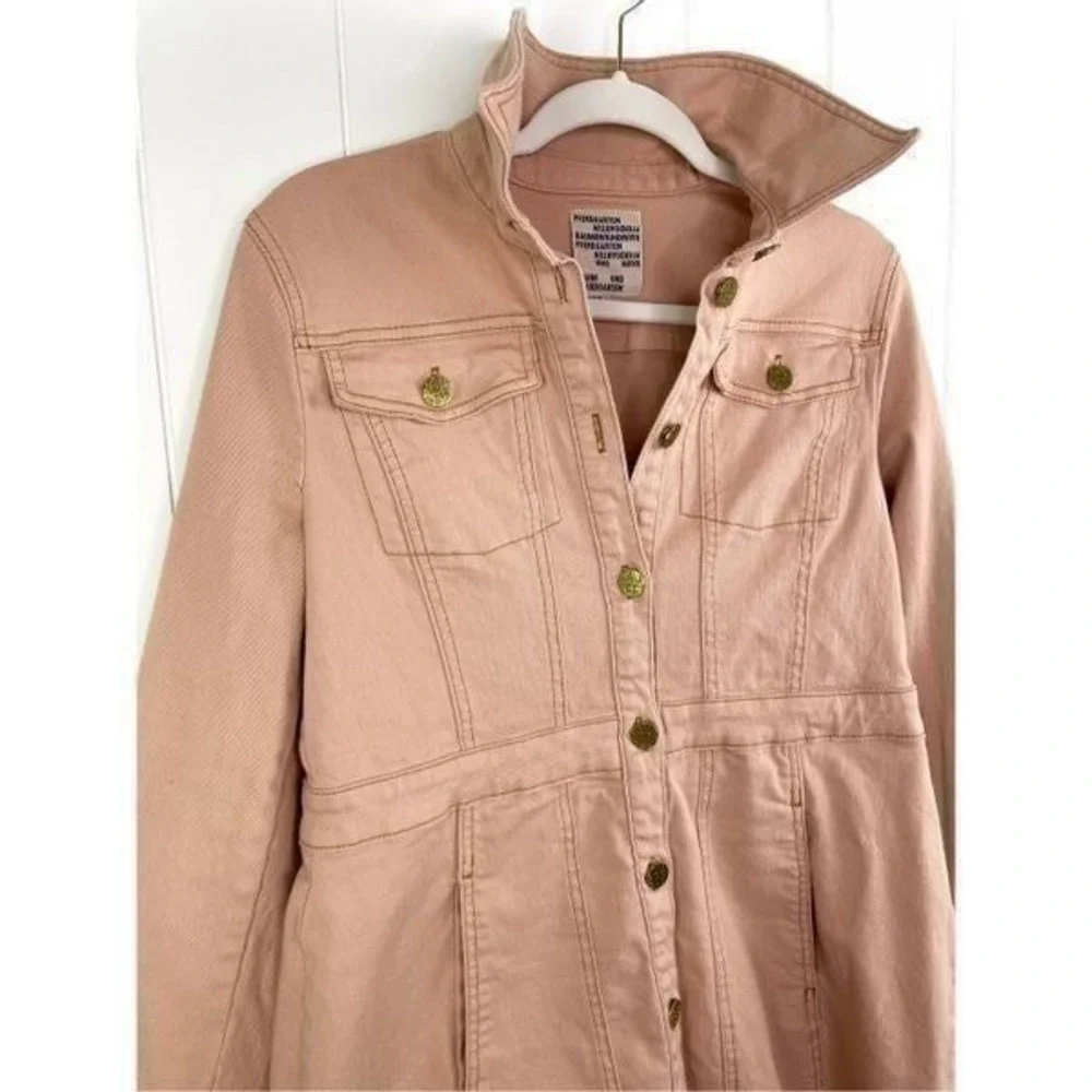 BAUM UND PFERDGARTEN Arden Cotton Denim Button Down Dress Cameo‎ Peach Size S - Picture 8 of 8